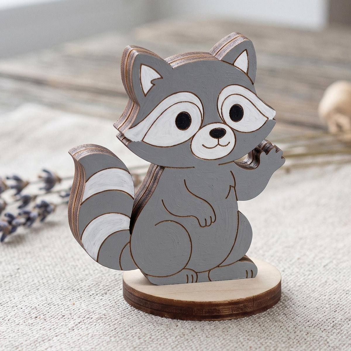 Raccoon Miniature - Woodland Dollhouse Animal & Storytelling Figure - Glowforge