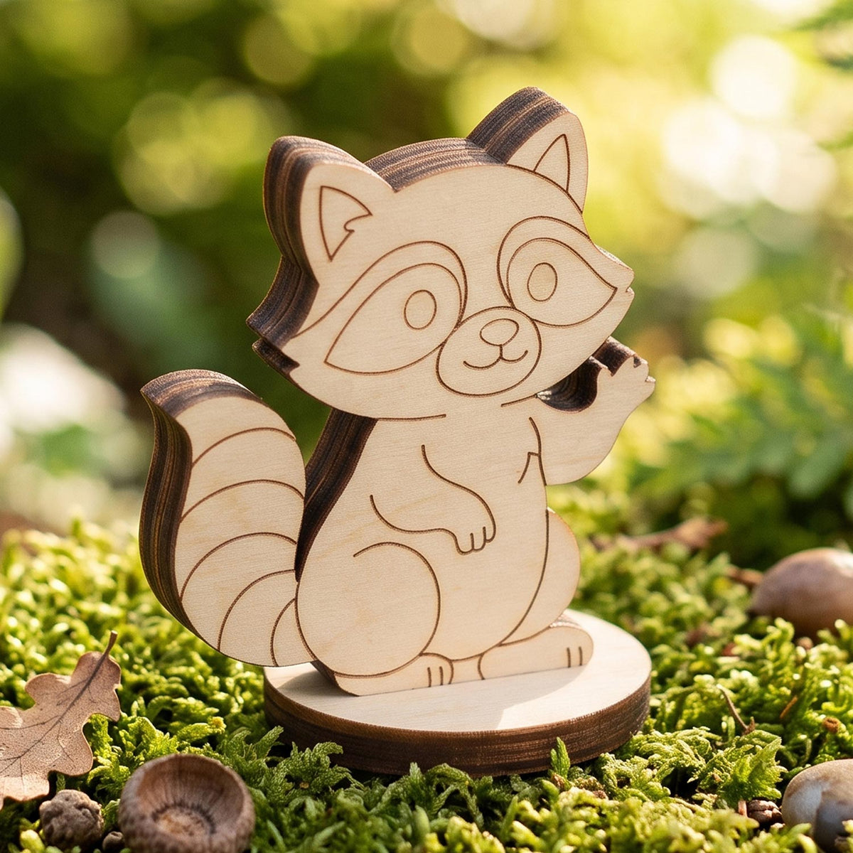 Raccoon Miniature - Woodland Dollhouse Animal & Storytelling Figure - Glowforge