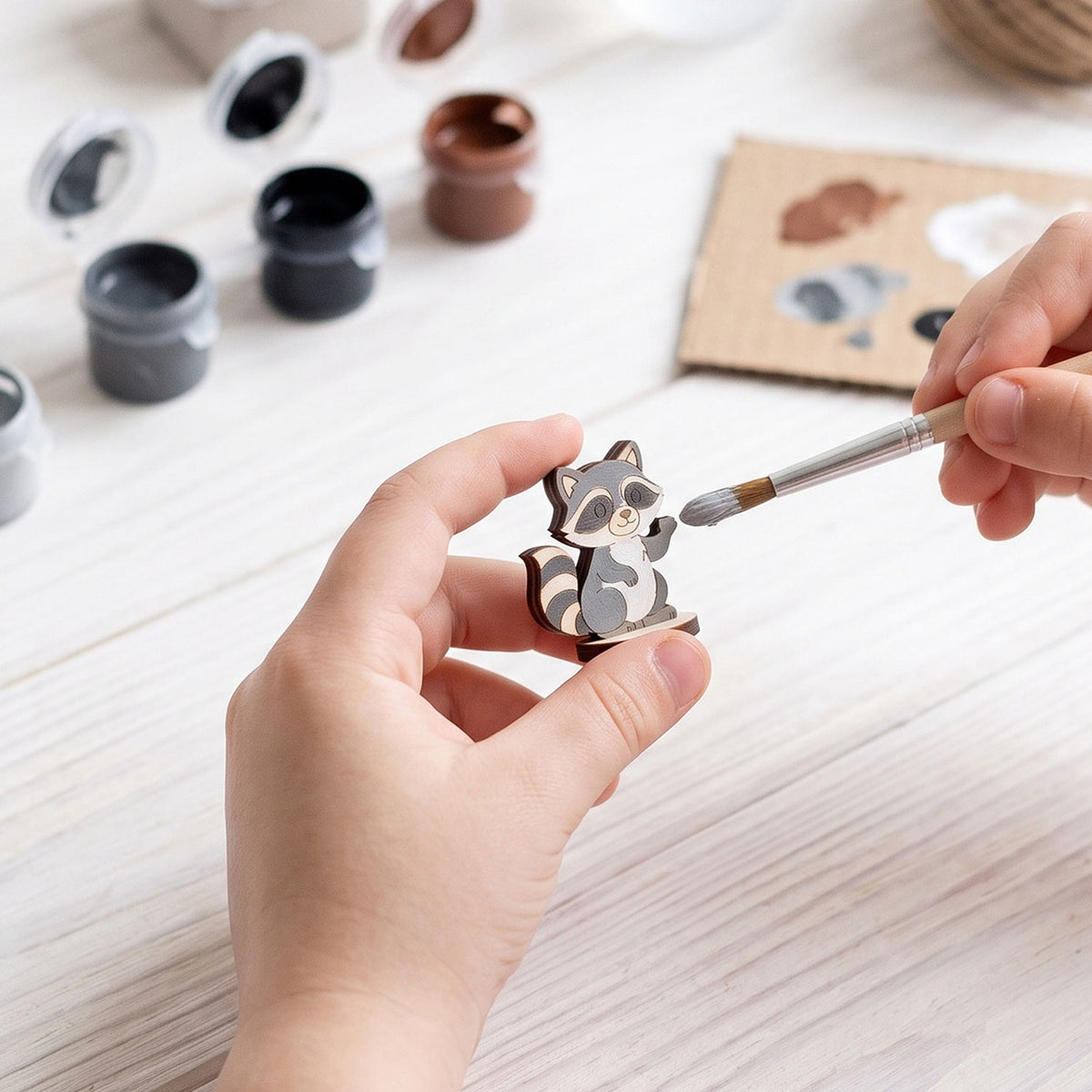 Raccoon Miniature - Woodland Dollhouse Animal & Storytelling Figure - Glowforge