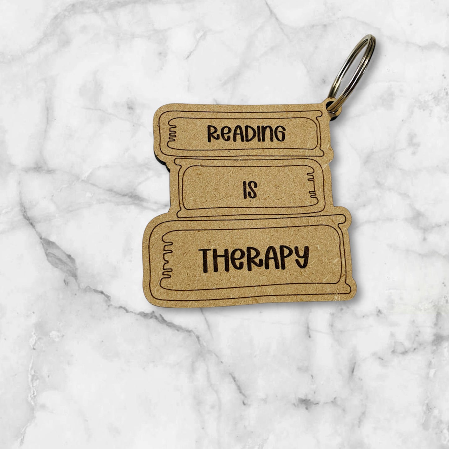 Reading is Therapy Book Stack Keychain (Set of 2) - Glowforge
