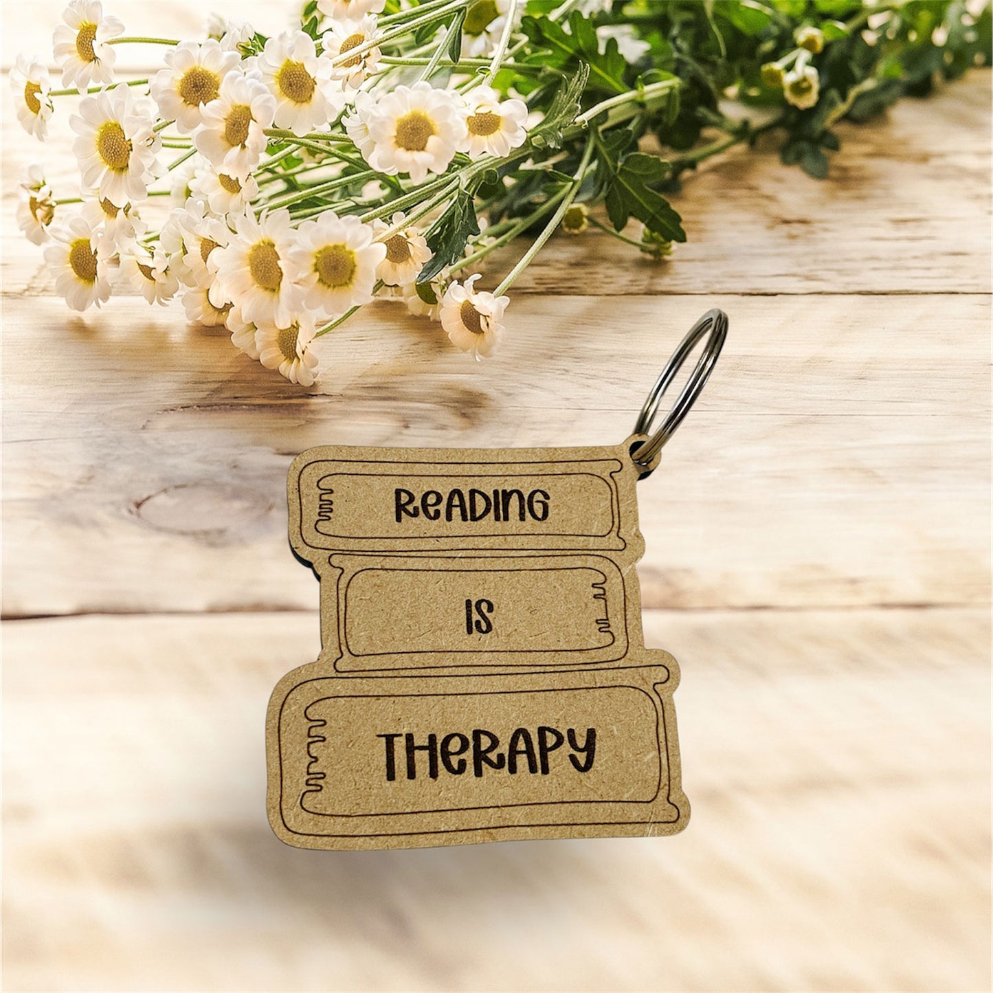 Reading is Therapy Book Stack Keychain (Set of 2) - Glowforge