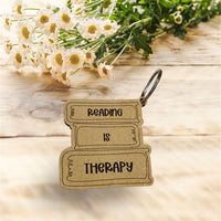Reading is Therapy Book Stack Keychain (Set of 2) - Glowforge