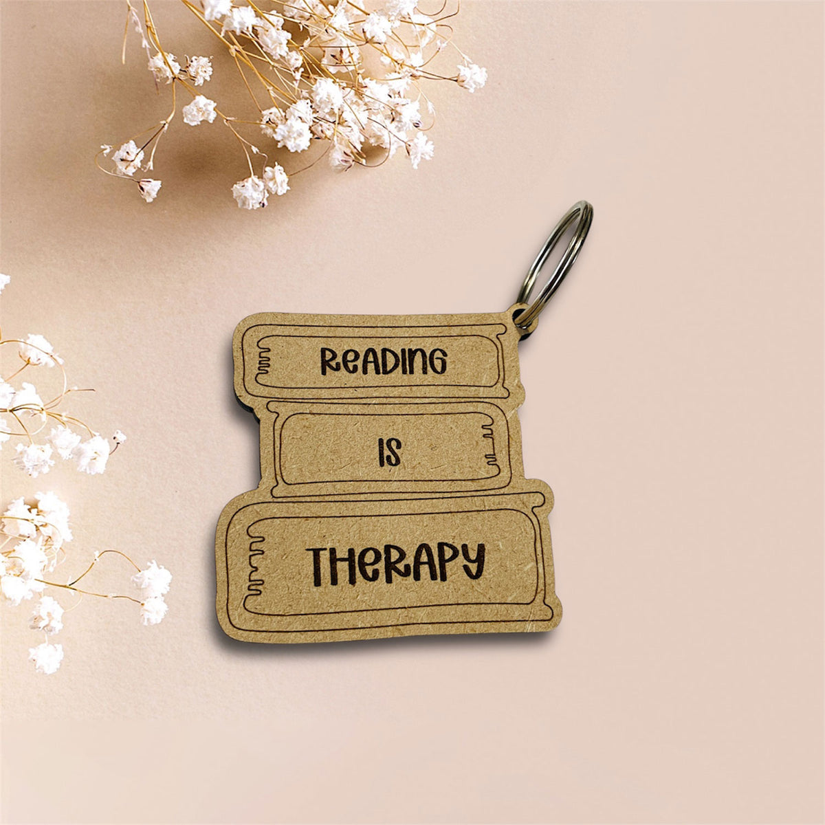Reading is Therapy Book Stack Keychain (Set of 2) – Glowforge Shop