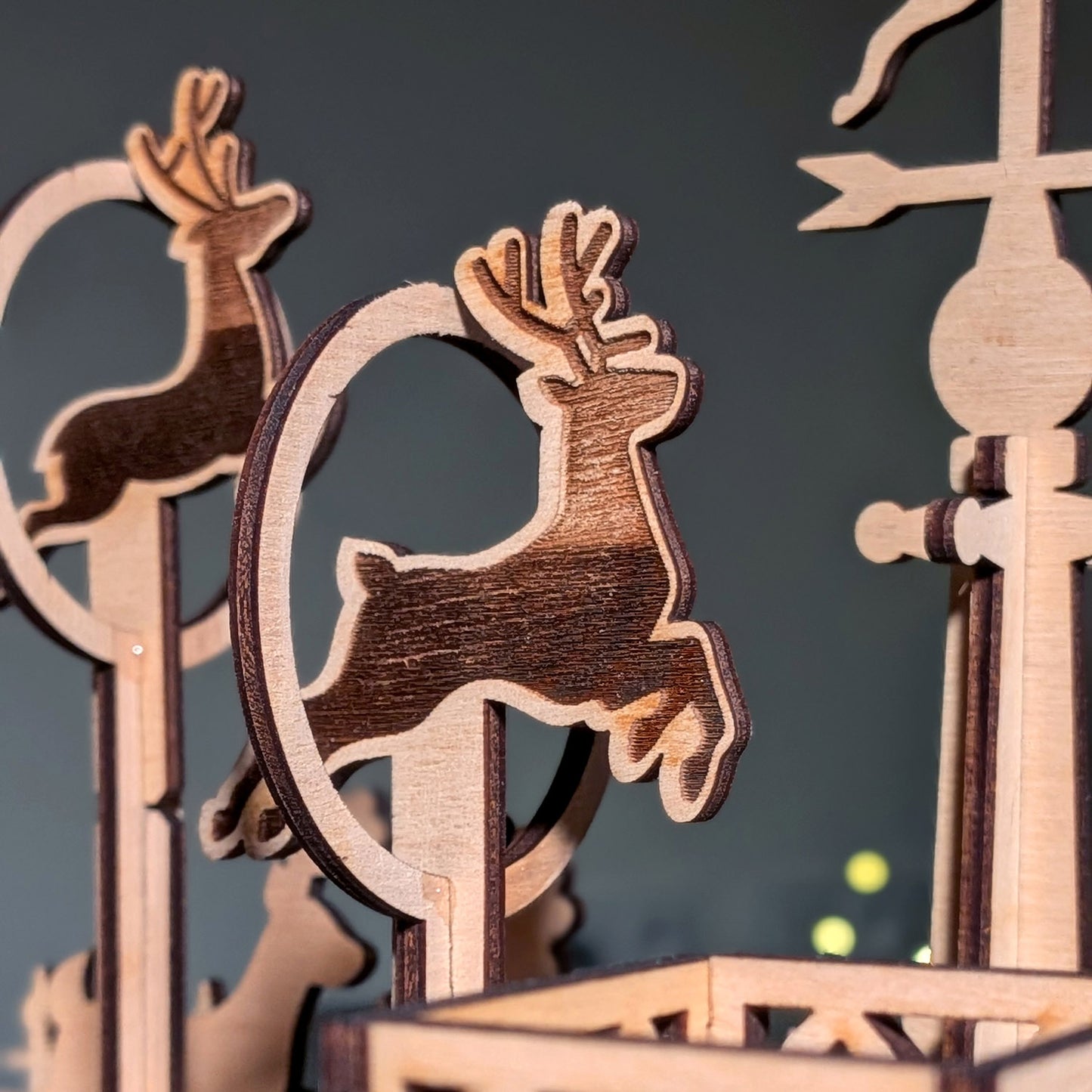 Reindeer Flight School - Whimsical Christmas Diorama with Santa's Helpers - Glowforge