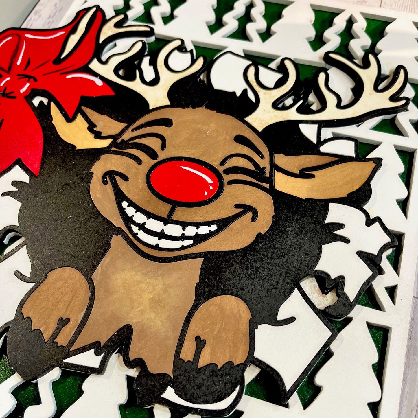 Reindeer Present Christmas Decor - Glowforge