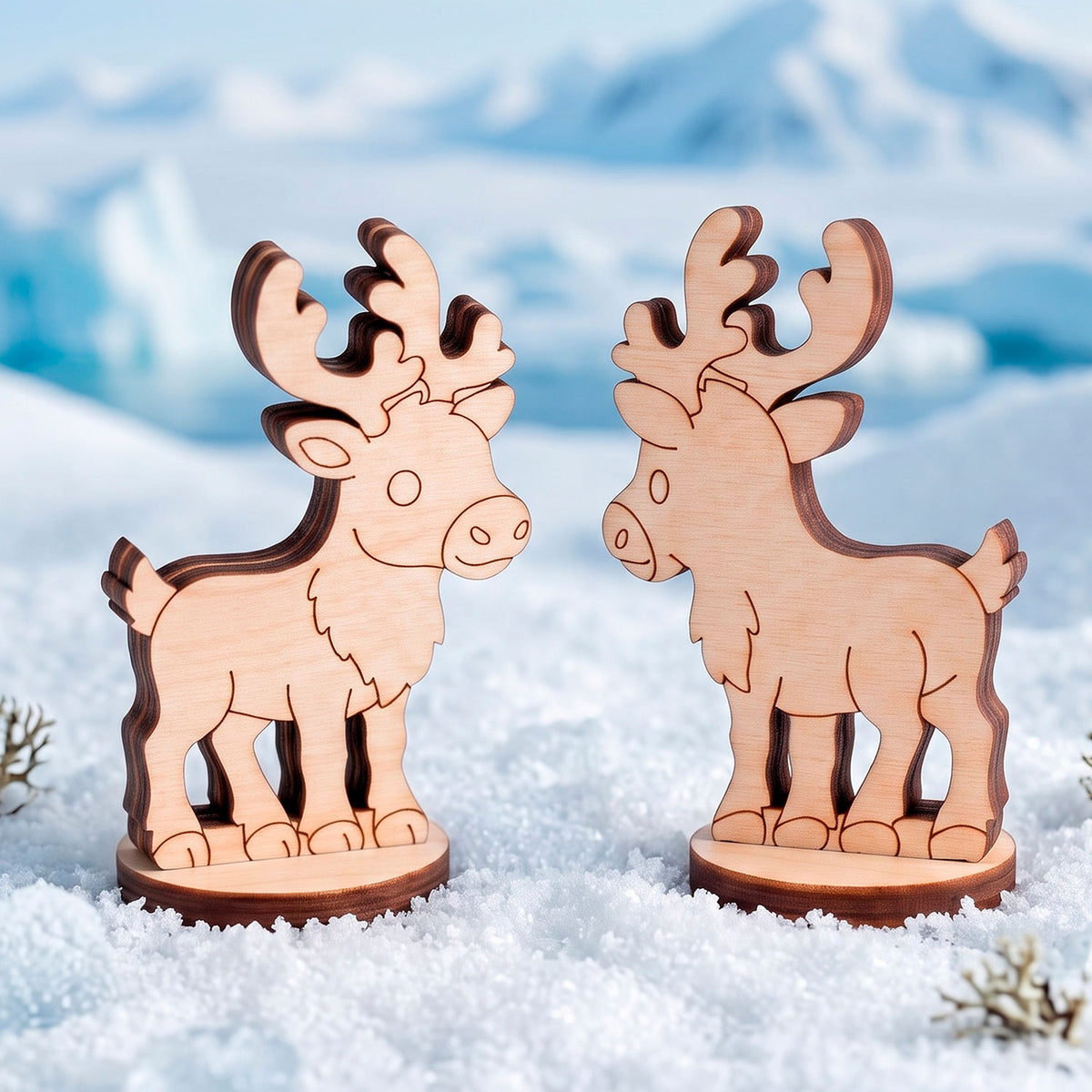 Reindeer Toy - Arctic Deer Animal Figure for Play & Painting - Glowforge