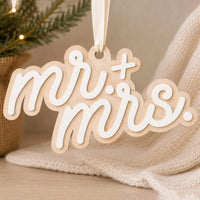 Retro Script Mr. & Mrs. Layered Ornament - Glowforge