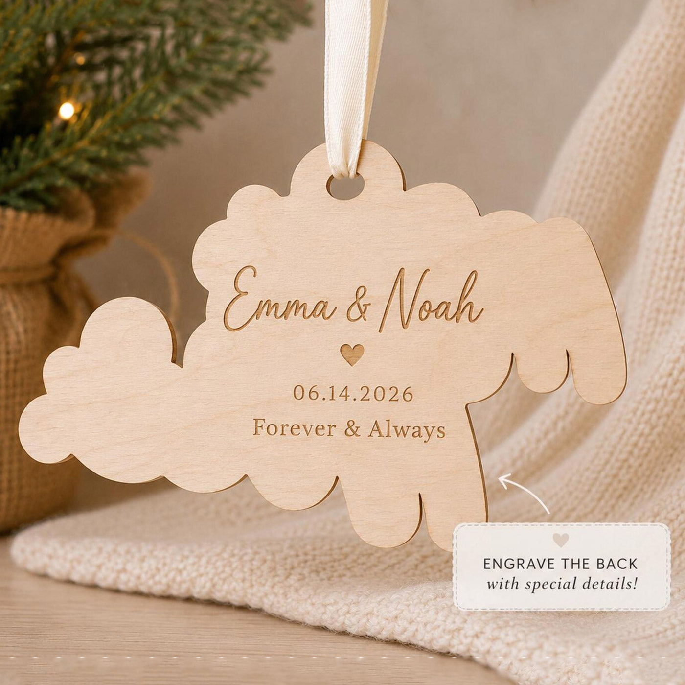 Retro Script Mr. & Mrs. Layered Ornament - Glowforge