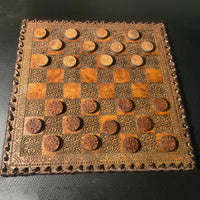 Ribbon Edge Checkers Board with Pieces