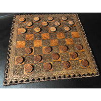 Ribbon Edge Checkers Board with Pieces