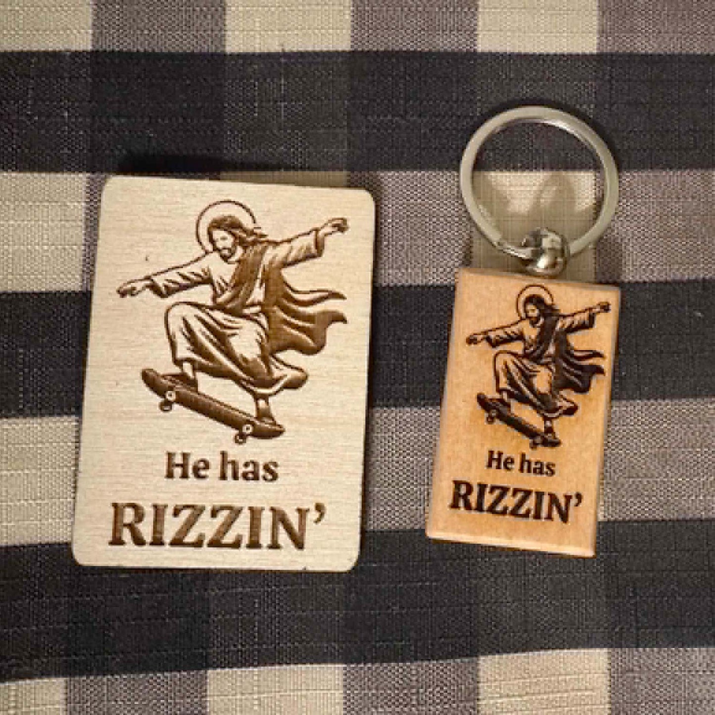 "Rizzin" Keychain and Magnet Set - Glowforge