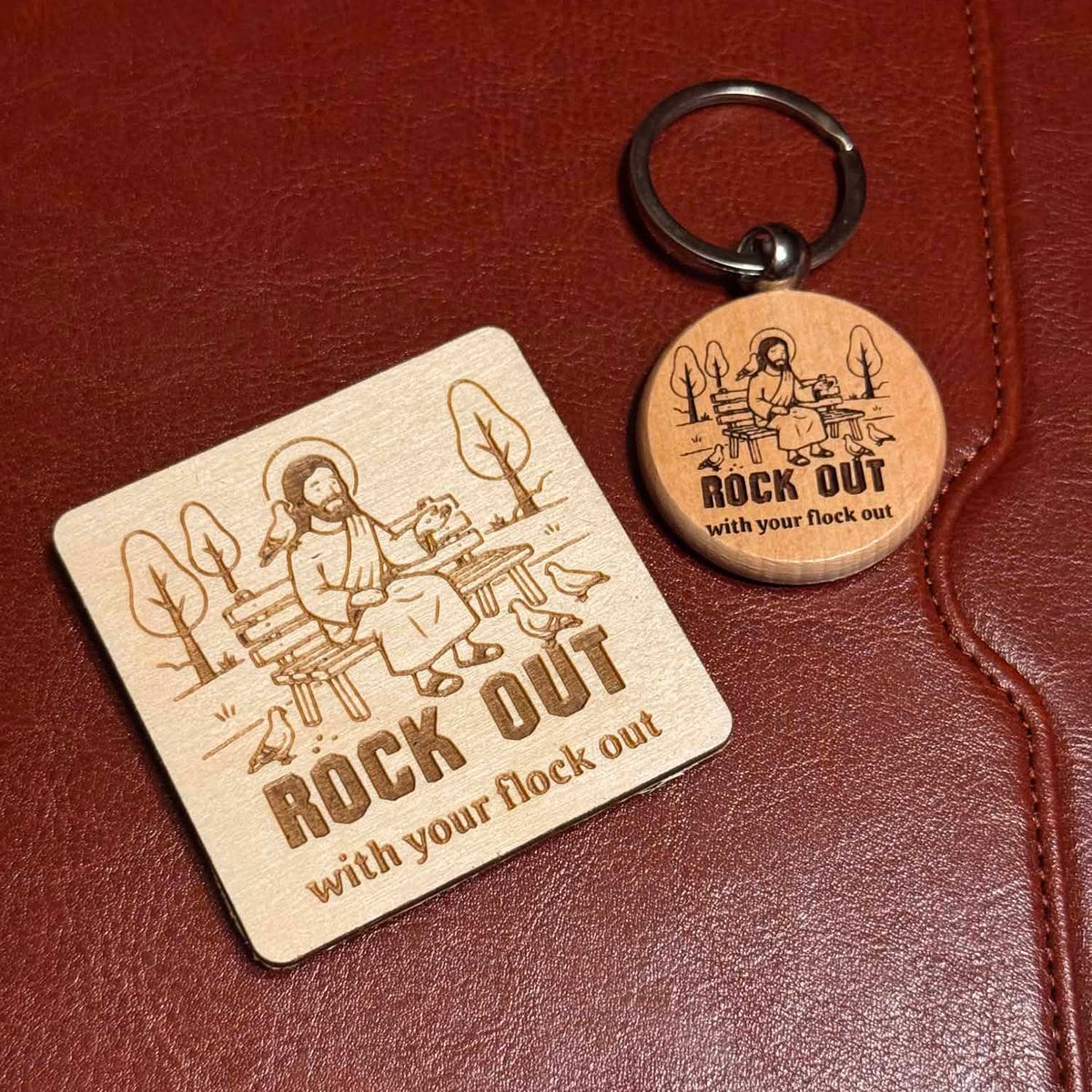 "Rock Out" Keychain and Magnet Set #1 - Glowforge