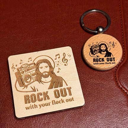 "Rock Out" Keychain and Magnet Set #2