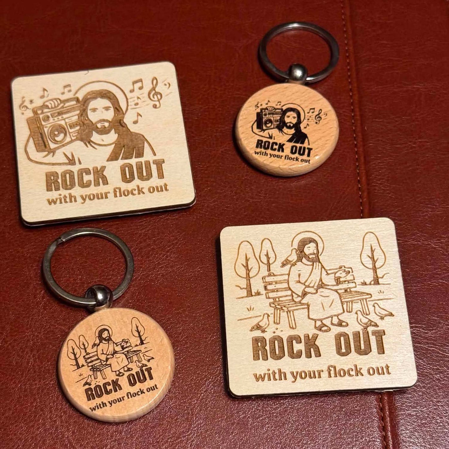 "Rock Out" Keychain and Magnet Set - Glowforge