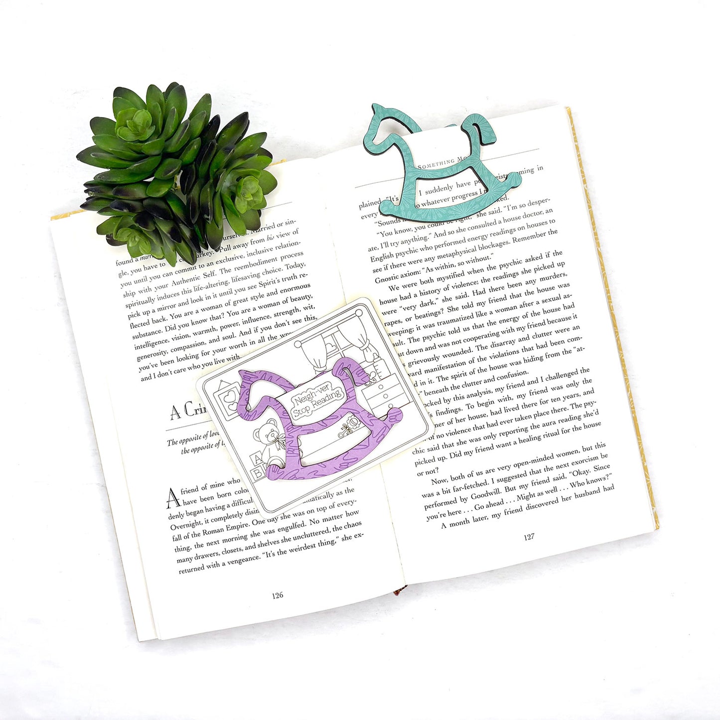 Rocking Horse Shaped Bookmark with Card Backer - Paperclip - Snack Bag Closure - Glowforge