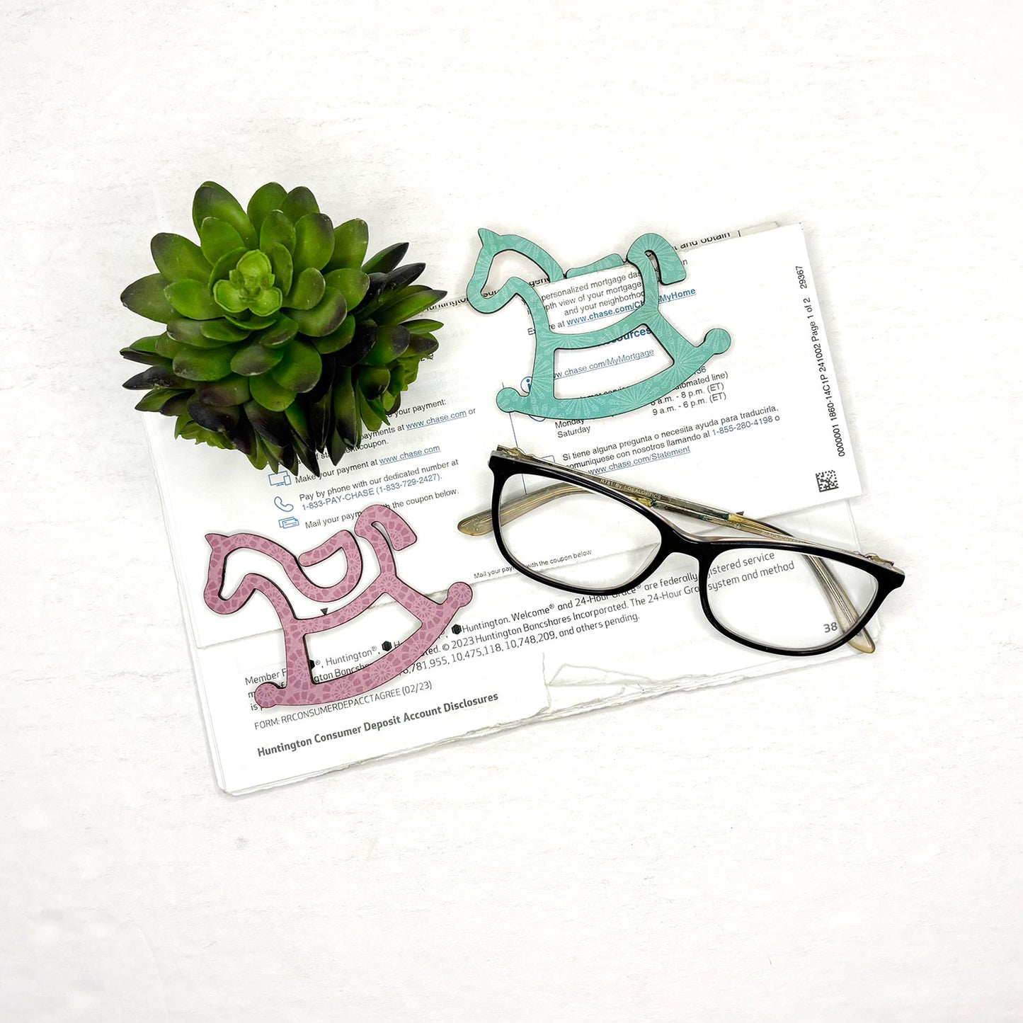 Rocking Horse Shaped Bookmark with Card Backer - Paperclip - Snack Bag Closure - Glowforge