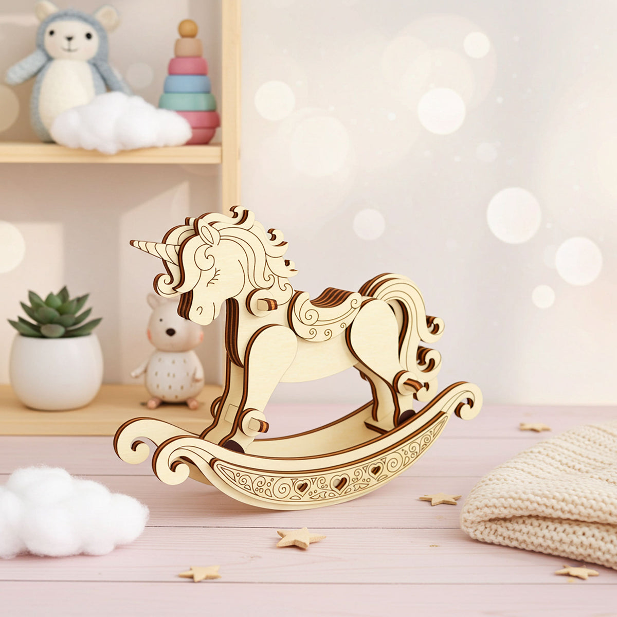 Rocking Unicorn – Whimsical Decorative Piece with Gentle Movement - Glowforge