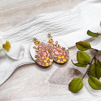 Romantic Peony Oval Earrings - Glowforge