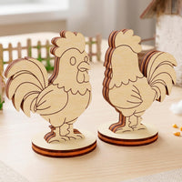 Rooster Toy - Wooden Farm Animal Figure for Play, Learning & Painting - Glowforge