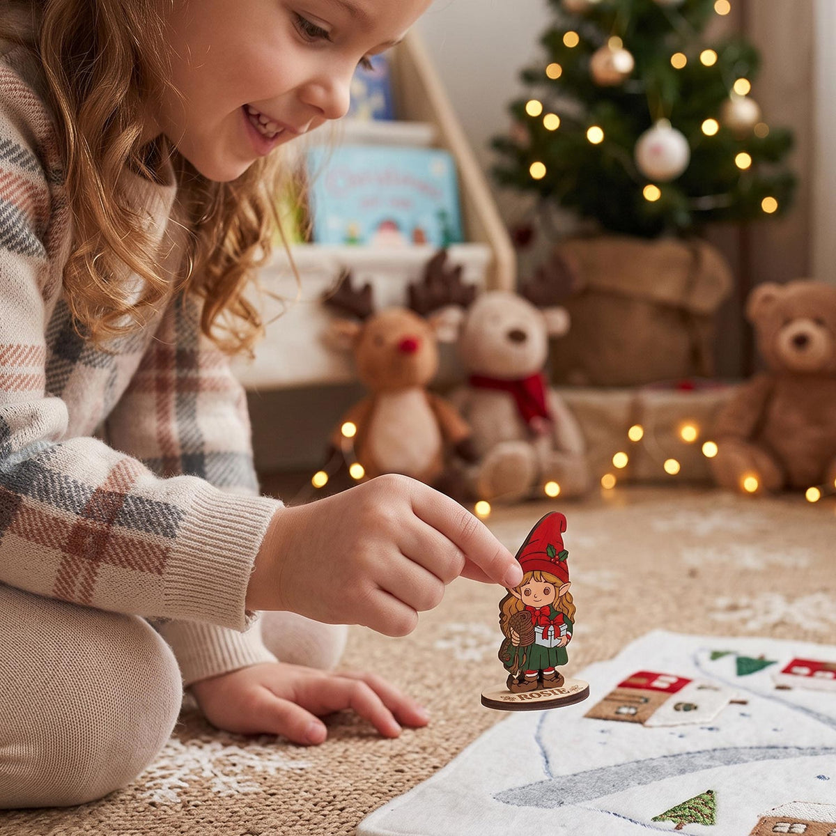 Rosie Gift Wrapper - Christmas Elf Figure for Crafts, Play & Decor - Glowforge