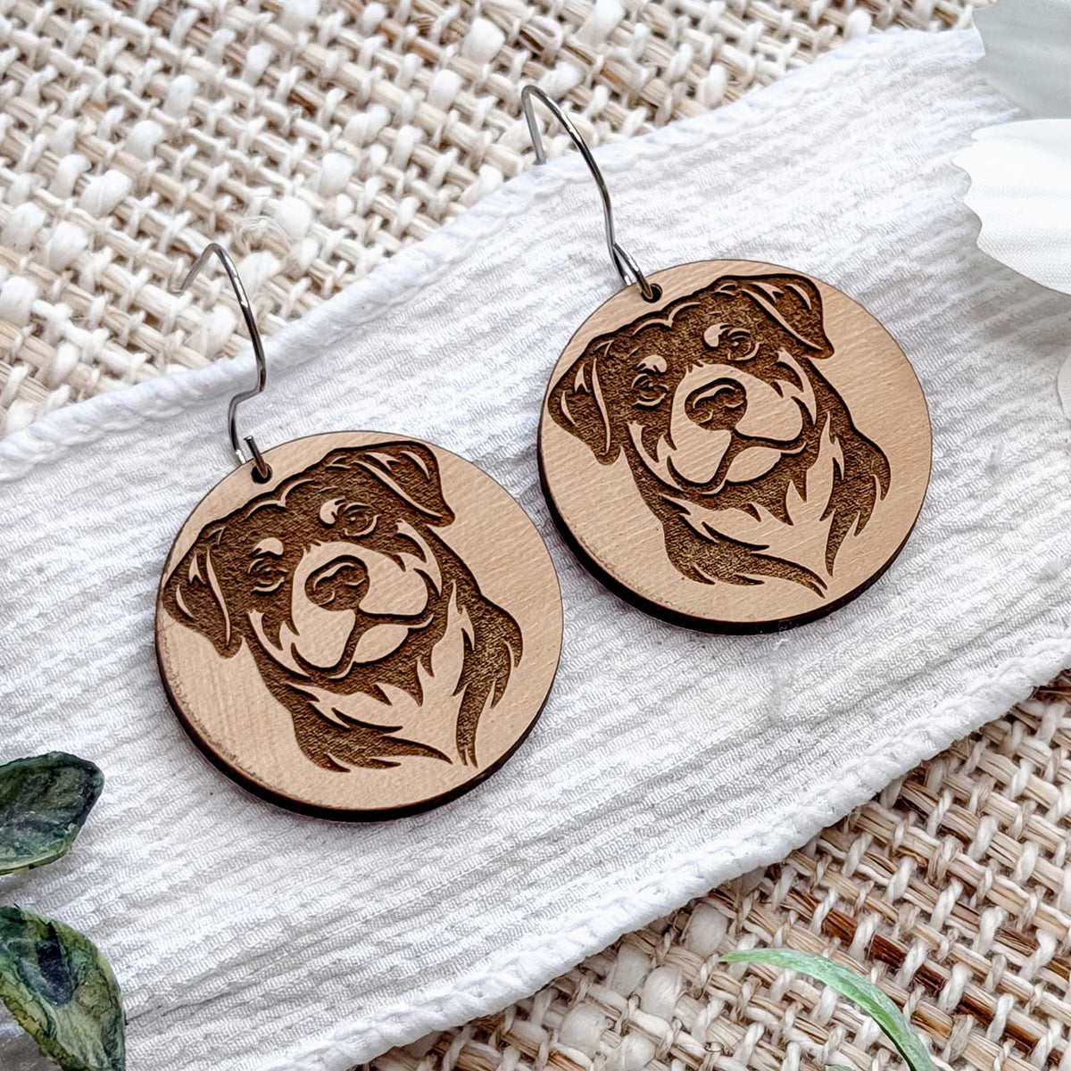Rottweiler Engraved Disc Earrings - Glowforge