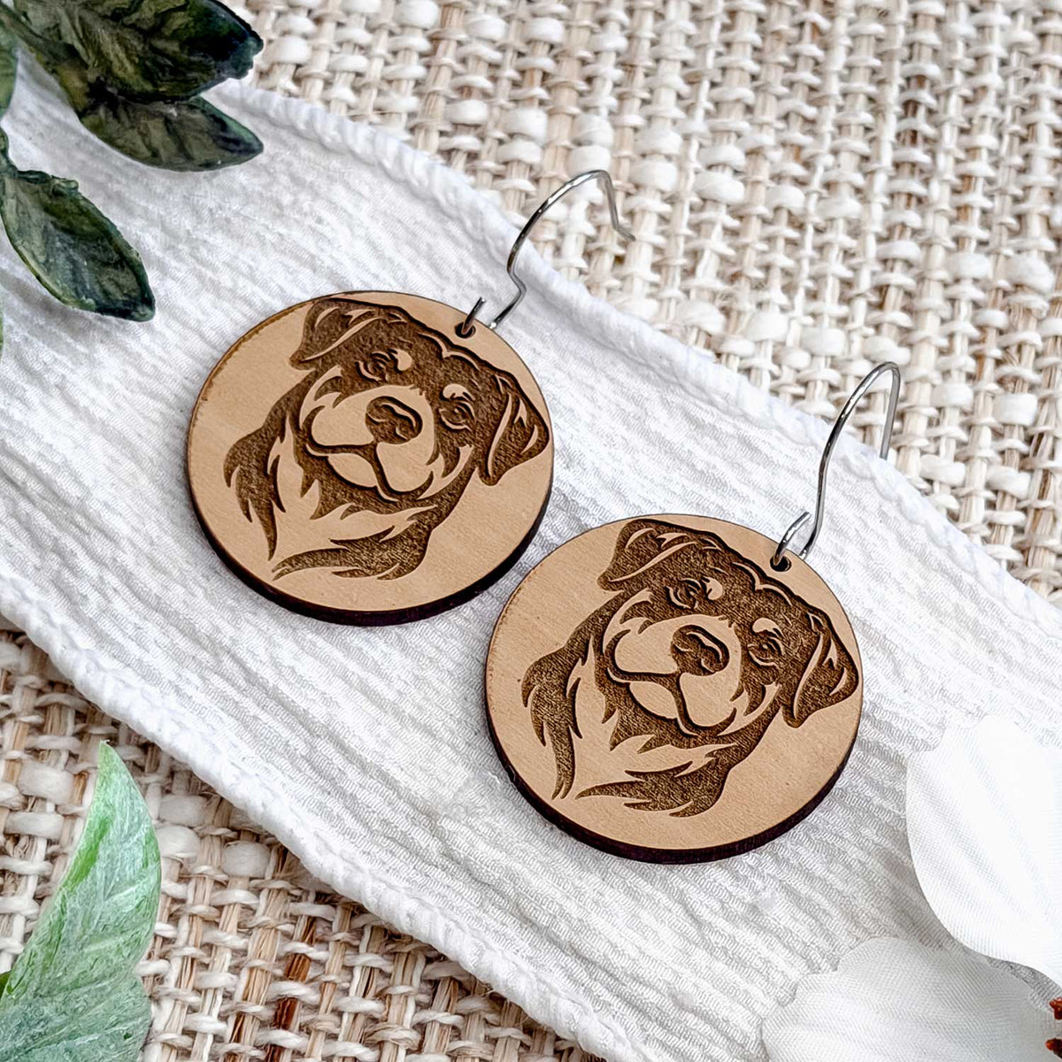 Rottweiler Engraved Disc Earrings - Glowforge