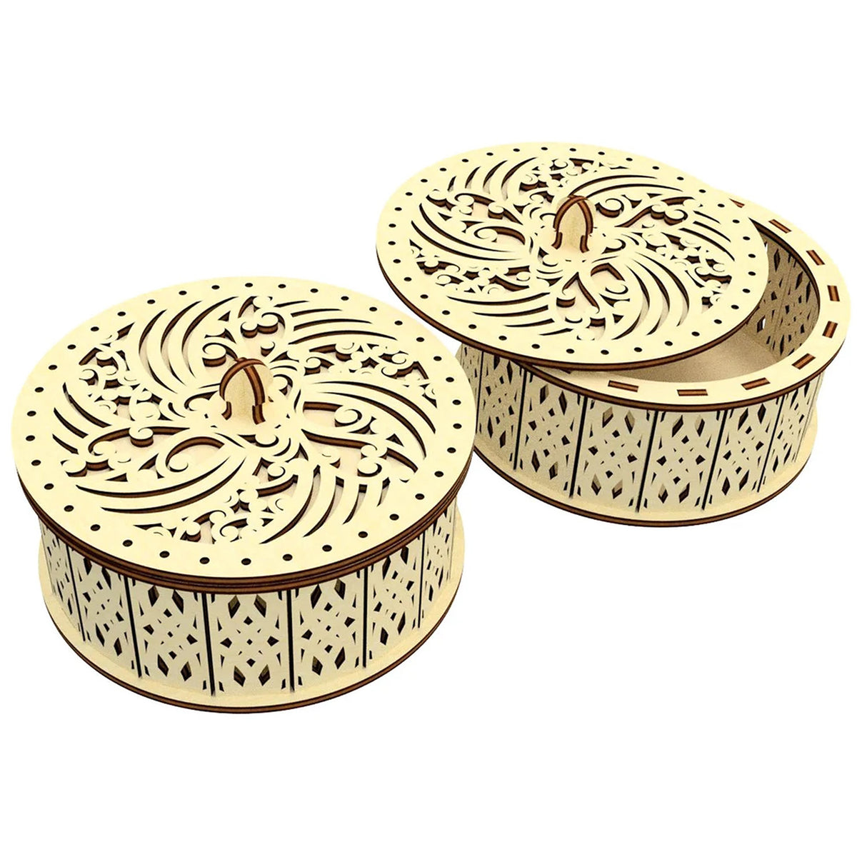 Pattern Box Lids Round Box with Opening Lid and Geometrical Pattern – Glowforge Shop