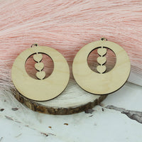 Round Earrings with Heart Detail - Valentine's Earrings (Set of 2 Sizes) - Glowforge