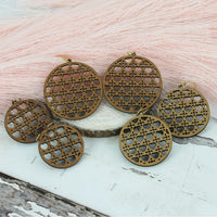 Round Earrings with Heart Rattan Pattern - Valentines Earrings (Set of 3 Sizes) - Glowforge