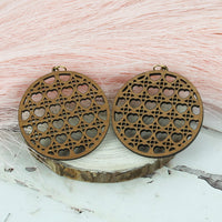 Round Earrings with Heart Rattan Pattern - Valentines Earrings (Set of 3 Sizes) - Glowforge