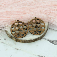 Round Earrings with Heart Rattan Pattern - Valentines Earrings (Set of 3 Sizes) - Glowforge