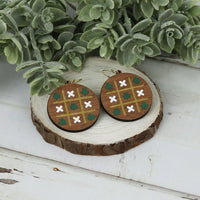 Round Earrings with Shamrock Tic Tac Toe Engrave - St. Patrick's Day Earrings (Set of 3 Sizes)