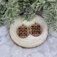 Round Earrings with Tic-tac-toe Engraved Valentine's Earrings (Set of 2 Sizes) - Glowforge