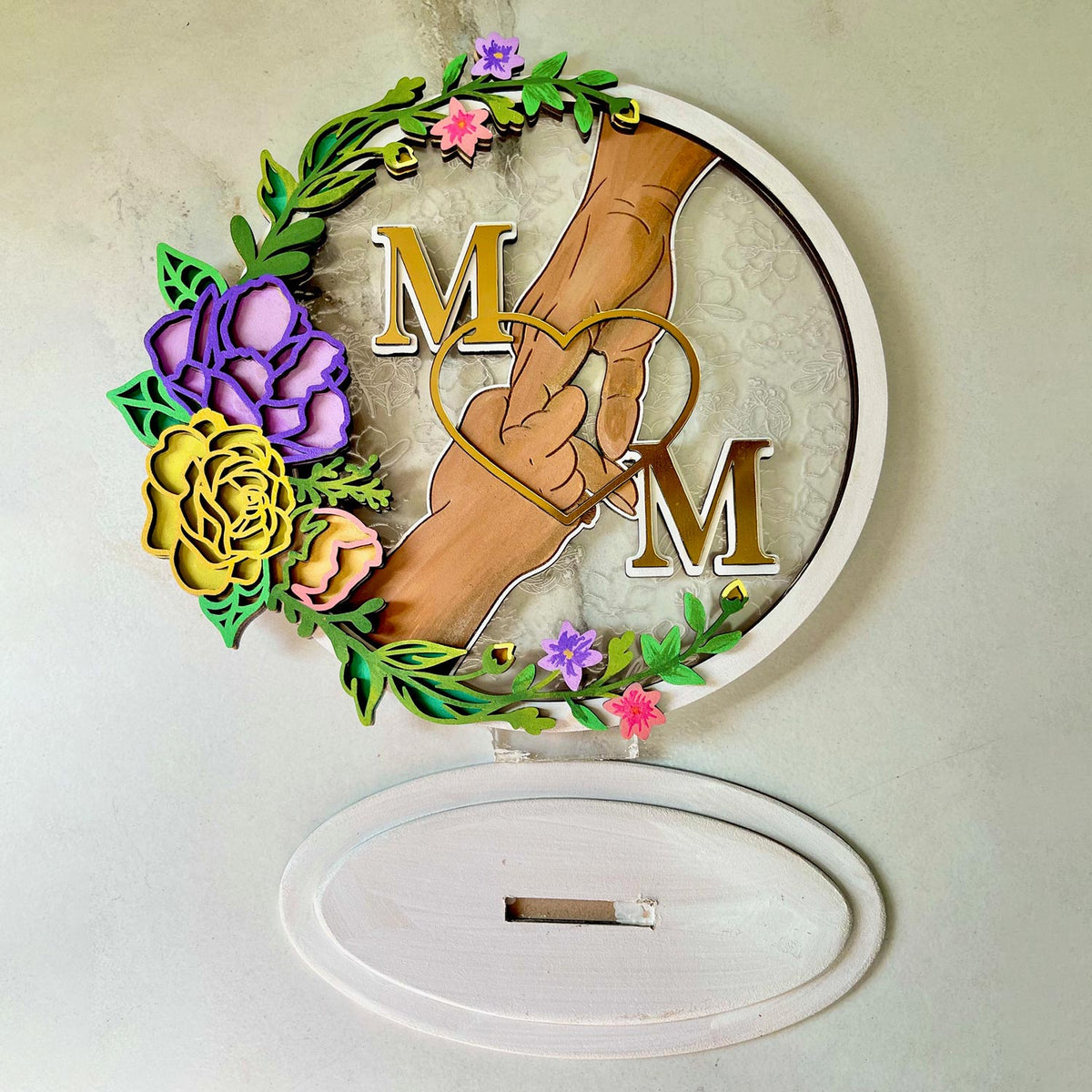 Round Floral MOM Shelf Sitter - Glowforge