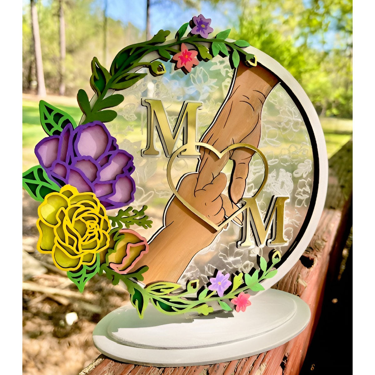 Round Floral MOM Shelf Sitter - Glowforge