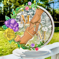 Round Floral MOM Shelf Sitter - Glowforge