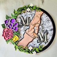 Round Floral MOM Wall Hanger - Glowforge