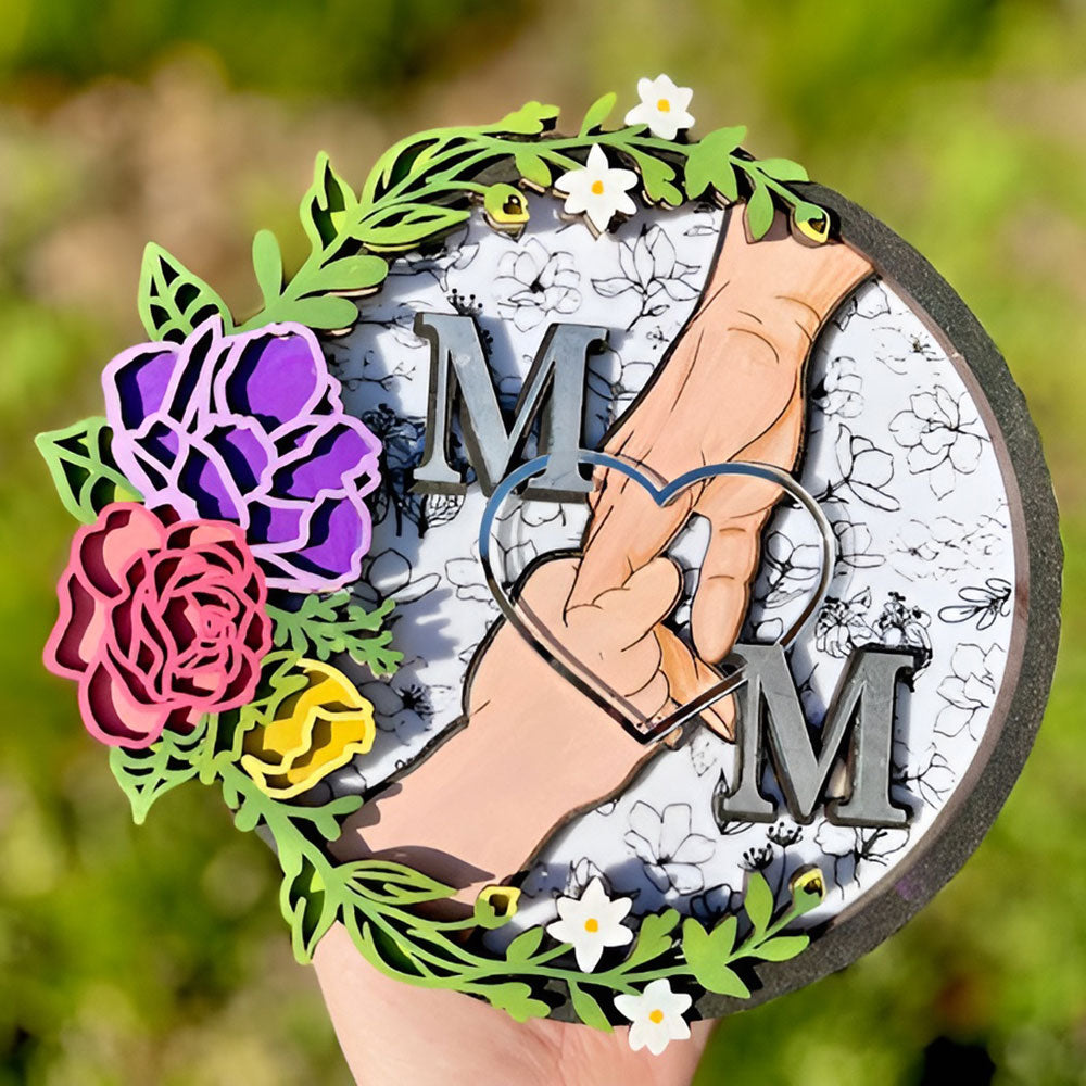Round Floral MOM Wall Hanger - Glowforge