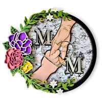 Round Floral MOM Wall Hanger - Glowforge