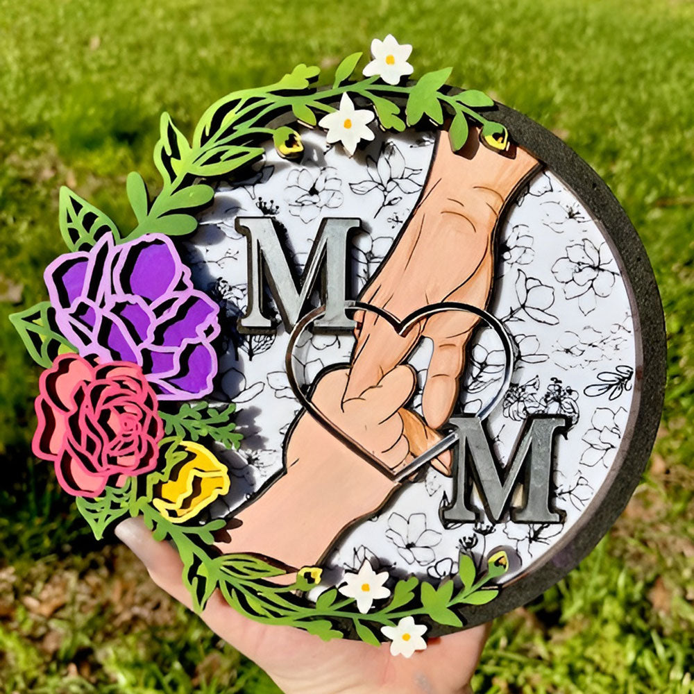 Round Floral MOM Wall Hanger - Glowforge