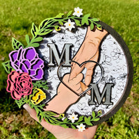 Round Floral MOM Wall Hanger - Glowforge