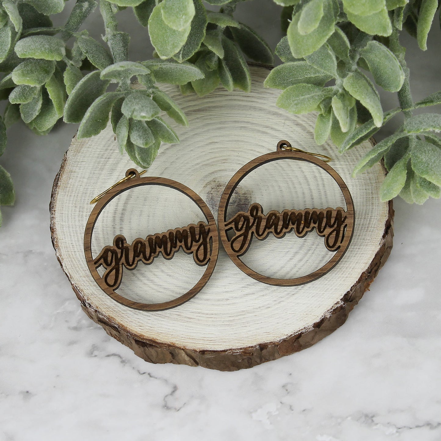 Round Grammy Earrings - Mother's Day Earrings - Glowforge