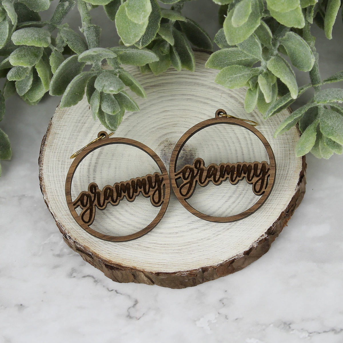 Round Grammy Earrings - Mother's Day Earrings - Glowforge