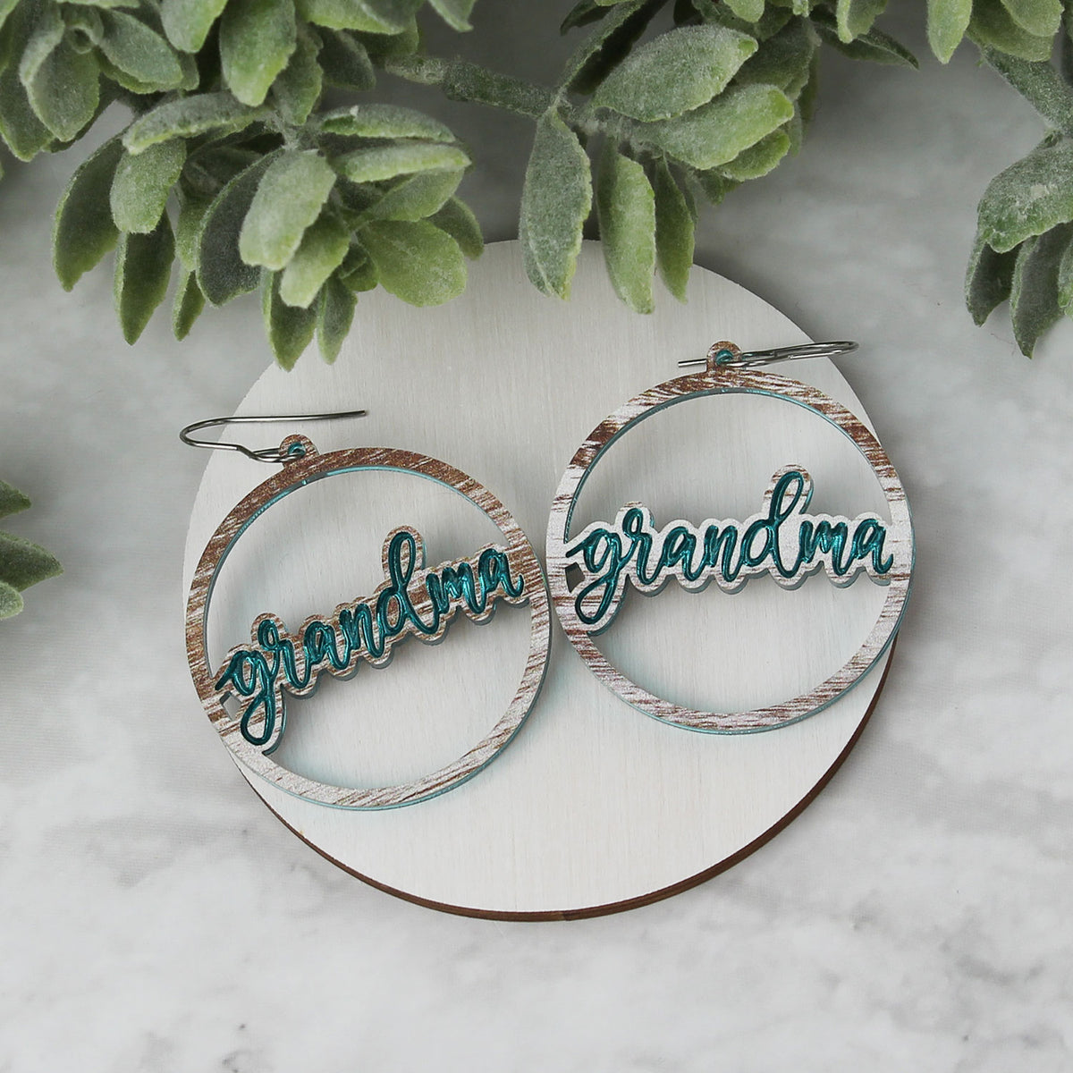 Round Grandma Earrings - Mother's Day Earrings - Glowforge