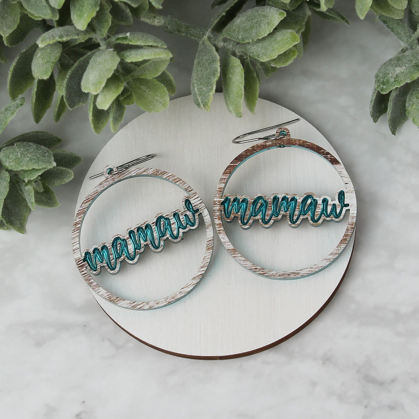 Round Mamaw Earrings - Mother's Day Earrings - Glowforge