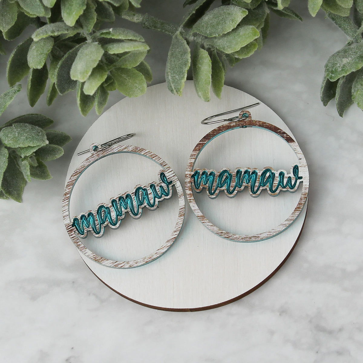 Round Mamaw Earrings - Mother's Day Earrings - Glowforge