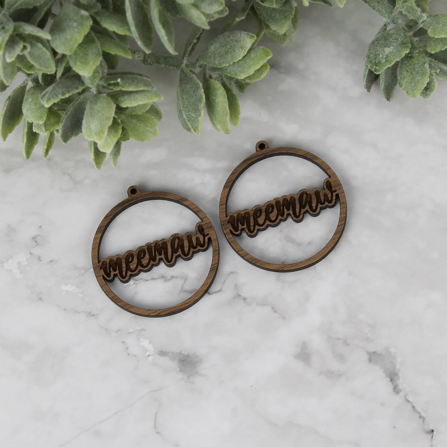 Round Meemaw Earrings - Mother's Day Earrings - Glowforge