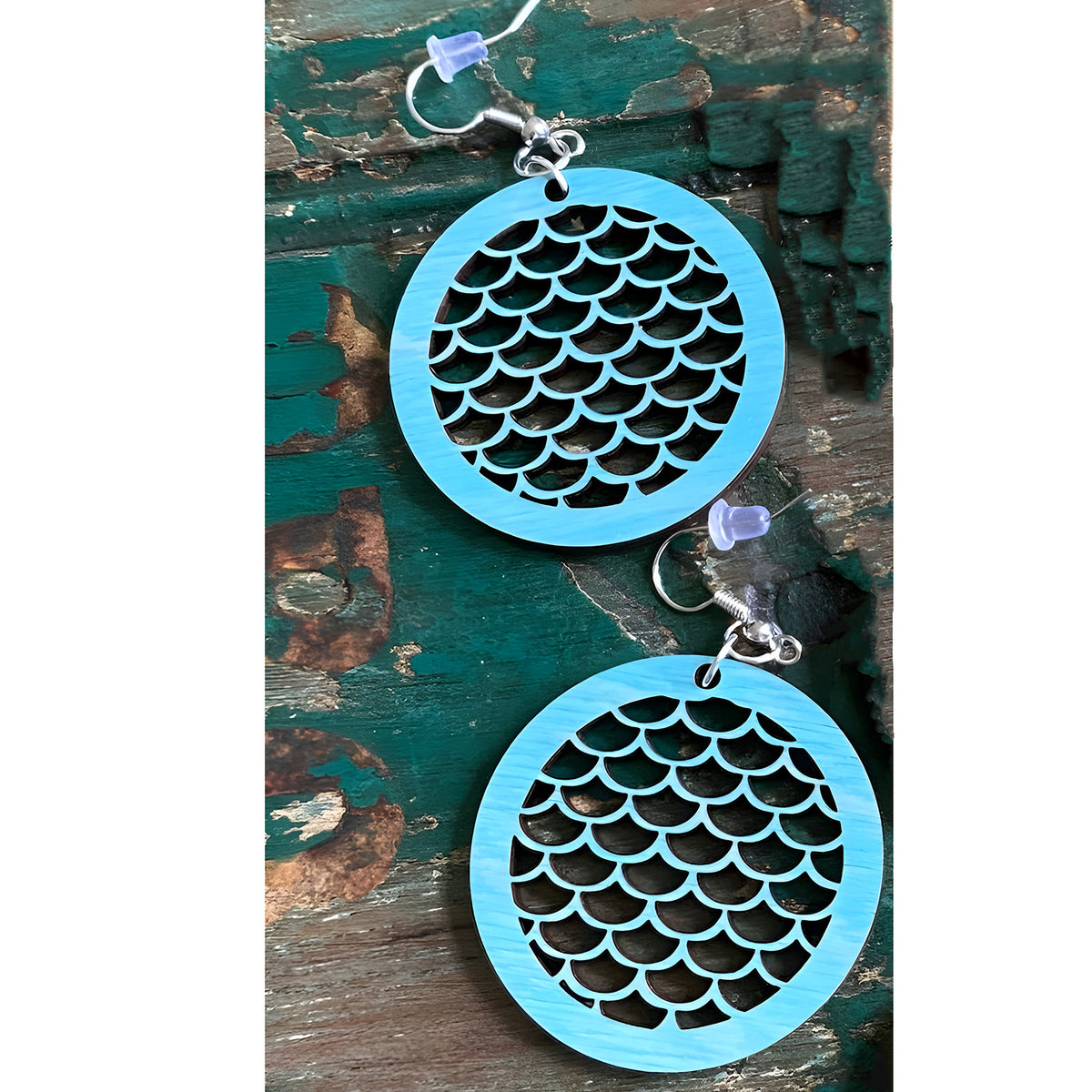 Round Mermaid Scale Dangle Earrings Glowforge Shop round-mermaid-scale-dangle-earrings-glowforge-shop