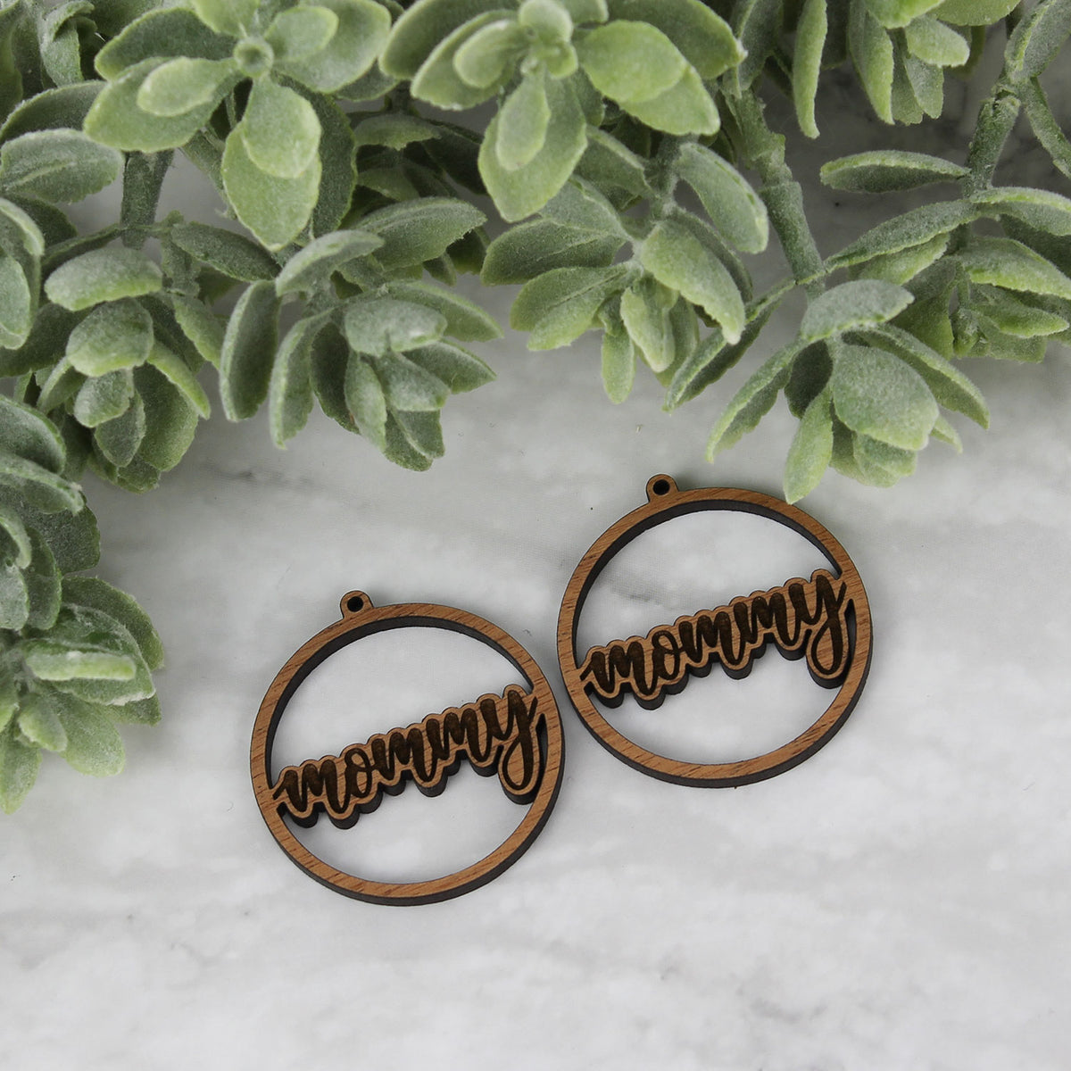 Round Mommy Earrings - Mother's Day Earrings - Glowforge