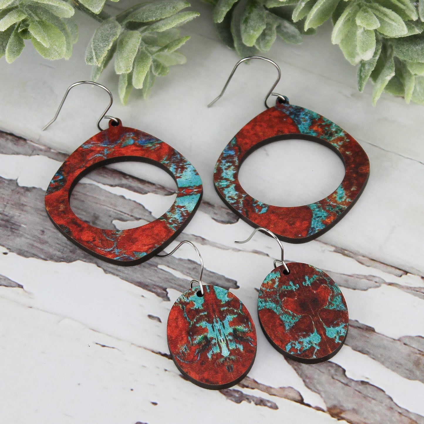 Rounded Diamond-Shaped Earrings with Oval Cutout - 2 in1 Design - Glowforge
